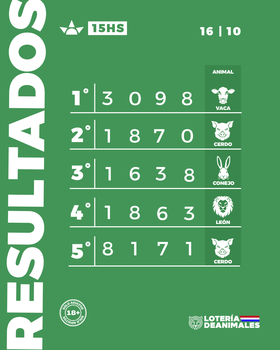 Infografía de premios — sorteo del 2026-10-16